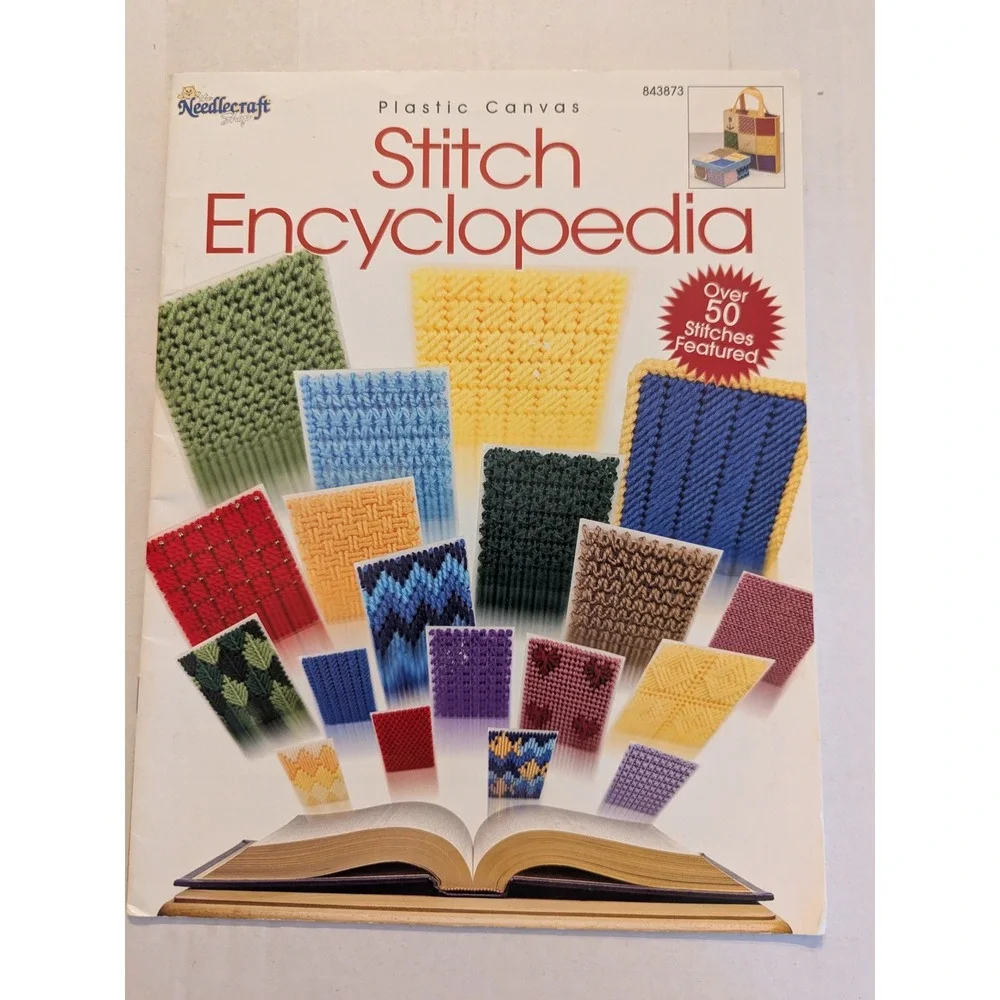 6 Vtg Needlecraft Shop Plastic‎ Canvas Patterns Books Stitch Totes Box Halloween